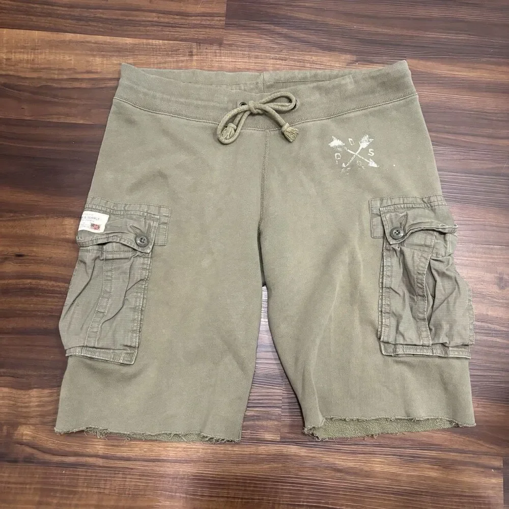 Ralph Lauren Denim & Supply Men’s Size Medium Green USA Flag Cargo Sweat Shorts